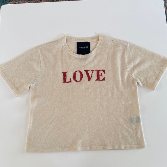 le superbe Sweaters - Le Superbe “LOVE” Wool & Cashmere Short-Sleeve Sweater – Size Medium